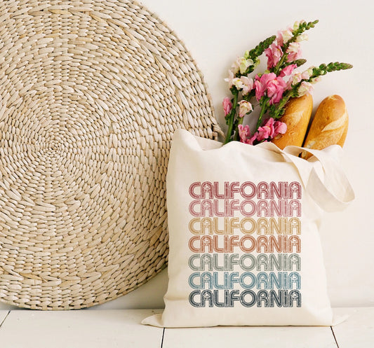 California Retro Repeat Earth Tones Tote Bag
