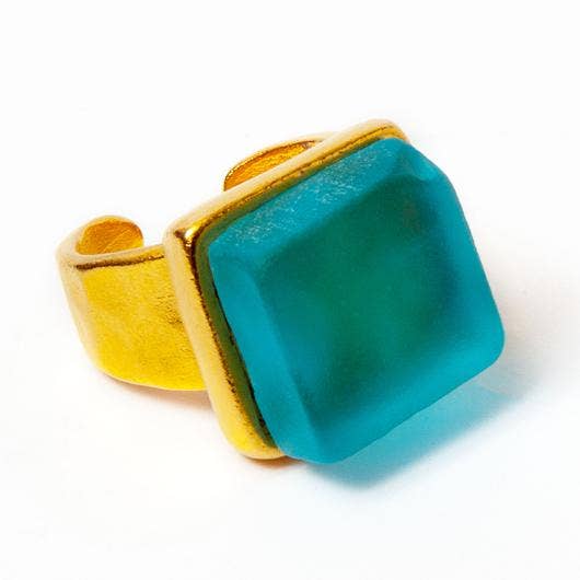 Recycled Glass Gold Rings